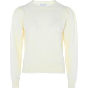 Blonda Vintage gebreide trui met ronde hals voor dames, wit, maat XL/XXL, wol/wit, XL, Wol/Wit, XL