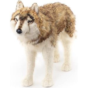 Uni-Toys Staande wolf - 94 cm (lengte) - pluche wolf lupus - knuffeldier