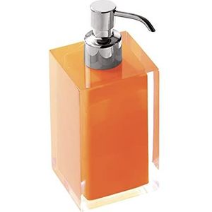 Gedy Auckland Dosassavon oranje, afmetingen: 16,2 x 7 cm, inhoud 210 ml, zeepdispenser voor badkamer van hoogwaardig transparant kunsthars, R&S design, handgemaakt, 2 jaar garantie, uniek