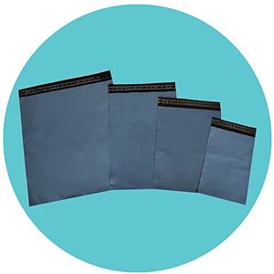 Triplast 100 stuks verzendtassen grijs (4 maten, elk 25 stuks) | zelfdichtende plastic zakken | verzendtassen pakketzakken voor het verzenden van kleding, boeken en dozen