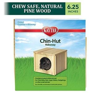 Kaytee Chin Hut Hideaway, natuurlijk grenen, zonder lijm en schroeven, voor chinchilla's, ratten, egels, 20 x 16,5 x 16,25 cm