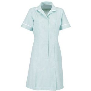 Alexandra AL-ST297AQ-96T Gestreepte jurk, hoge paspel, witte borst, 96 cm (maat 14), aqua/wit