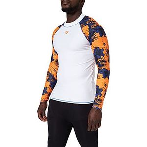 arena M Rash Vest L/S Allover M Rash Vest L/S Heren, Wit bloemenpatroon