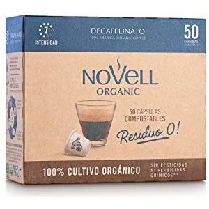 Cafés Novell Composteerbare capsules met eco-koffie - Decaffeinato - 50u