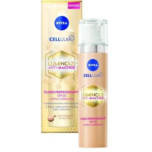 NIVEA Cellular Luminous630 Anti-taches Visage 40 ml Liquide perfectionnant SPF 20 Crème visage colorée enrichie en acide hyaluronique pour lutter contre les signes du temps