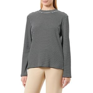 s.Oliver BLACK LABEL T-shirt à manches longues pour femme avec col montant Noir 42, Noir, 44