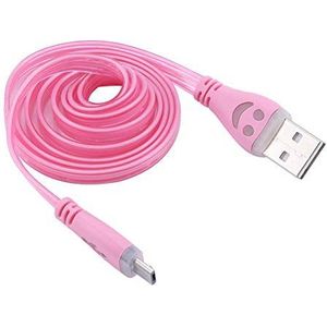 Cable Smiley micro-USB-kabel voor JBL Flip 4 LED's, Android-oplader, USB-oplader, smartphone-aansluiting (lichtroze)