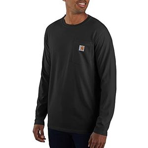 Carhartt Force® Halfdik T-shirt met lange mouwen en zak, casual pasvorm, werk-T-shirt voor heren (1 stuk), zwart.