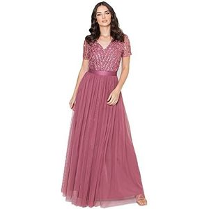 Maya Deluxe Maya Berry Verfraaide Halter Halter Maxi-jurk voor bruidsmeisje, Desert Pink, 46, Roze