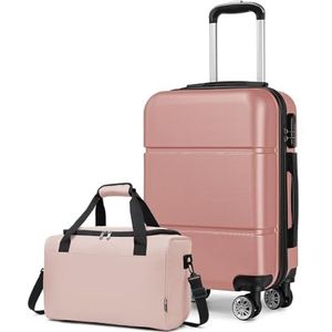 Kono Lot de 2 valises de cabine rigides avec sac de voyage léger et imperméable, Nude+rose, 20 Inch Luggage Set, Mode