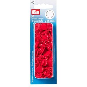 Prym 393138 Naadloze drukknopen ""Color Snaps"", rond, 12,4 mm, rood, kunststof, 12,4 mm