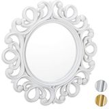 Relaxdays spiegel rond - sierspiegel gang - wandspiegel - design - 50 cm rond - wit