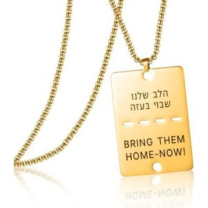 Breng ze naar huis Nu ketting Israël Militaire Sieraden Stand met Israël Dog Tag Hanger Israël Ketting voor Mannen Vrouwen, Roestvrij staal