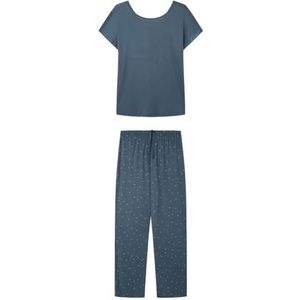 Women'secret Lange pyjamaset voor dames, blauw met bloemen, Groen