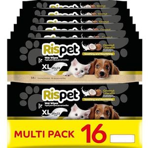Rispet XL kokos- en keratinedoekjes voor de vacht van honden, katten en huisdieren, 864 doekjes