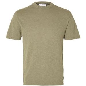 SELETED HOMME Slhberg Linen Ss Knit Tee Noos T-shirt voor heren, Vetiver