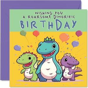Dinosaurus verjaardagskaart voor kinderen, brullende verjaardagskaart, verjaardagskaart voor kinderen, verjaardagskaarten voor hem of haar, wenskaart voor zoon, dochter, nichtje, neef,