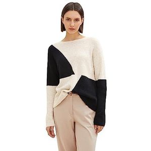 TOM TAILOR Gebreide damestrui met Colour Blocking, 30951 - Beige Black Color Block