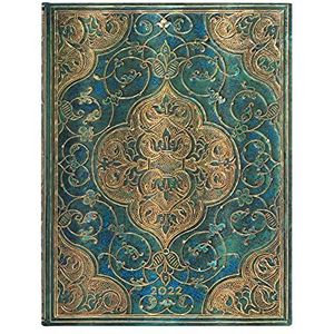 Paperblanks - Kalender 2022 12 maanden met horizontale chroniek, turquoise (180 × 230 mm)