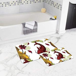 Bonamaison Antislip badmat, gemakkelijk te reinigen, douchemat van zacht polyester, 1 stuk 50 x 80 cm + 1 stuk 50 x 45 cm, ontworpen en gemaakt in Turkije