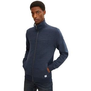 TOM TAILOR heren sweater Colorblock Zip, 11086 - Donkergrijs gemêleerd, L