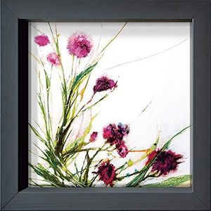 International Graphics Griggs, Jan ansichtkaart, ingelijst, ""Flowers in The Wind on White"", 16 x 16 cm, lijst antraciet