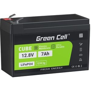 Green Cell LiFePO4 Accu (7Ah 12.8V 89.6Wh) lithium-ijzerfosfaat batterij 12V fotovoltaïsche installatie BMS voor camper caravan boat boot golf trolley zonne-energie grasmaaier