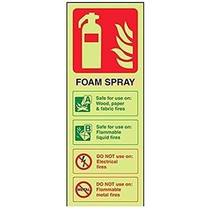 VSafety Brandblusser-bord met opschrift ""Spray Id Not Electrical Safe"" van hard plastic, 75 mm x 200 mm