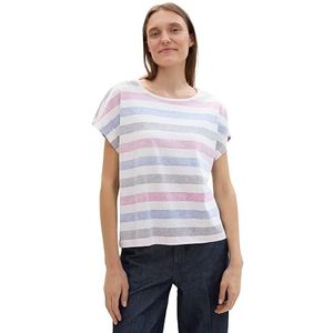 TOM TAILOR T-shirt pour femme, 35766 - Design à rayures multicolores, XL