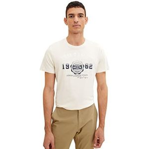 TOM TAILOR 1027028 T-shirt voor heren met logo-print (1 stuk), 18592 - Vintage Beige