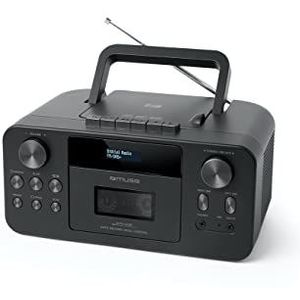 MUSE DAB+ draagbare radio met bluetooth-cd-speler, cassette-speler, FM, hoofdtelefooningang, AUX-IN-ingang, lcd-display, muziekstreaming, zwart (M-182DB)