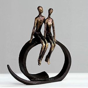 Casablanca modernes Design Decoratieve sculptuur van polyresin, liefde en partnerschap, kleur: zwart, bruin, hoogte 35 cm