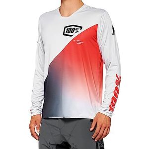 100% MTB WEAR R-Core-X T-shirt met lange mouwen, jersey, L, unisex, voor volwassenen, grijs/racer, rood (meerkleurig)