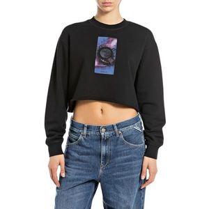 Replay W3107 dames schouderwarmer sweatshirt, Zwart 098