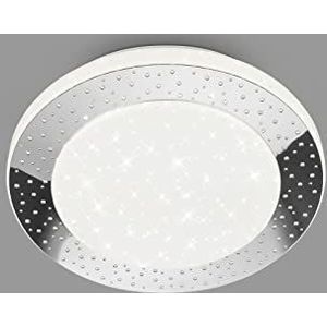 Briloner Leuchten Led-plafondlamp met sterrendecoratie, led-plafondlamp voor badkamer, IP44, geperforeerde decoratie, neutraal wit licht, Ø 280 mm, chroom wit