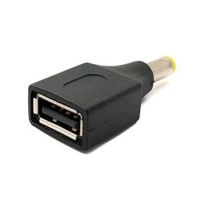System-S DC adapter 20 V 5,5 x 2,5 stekker naar USB 2.0 bus zwart