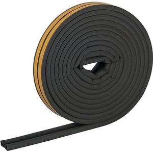 HELPMATE Zelfklevende afdichtingstape voor ramen en deuren, raam-/deurafdichting voor het isoleren van sleuven van 2,5 tot 5 mm breed, 9 x 5,5 mm afdichtingstape (P-profiel, 12 meter, zwart)