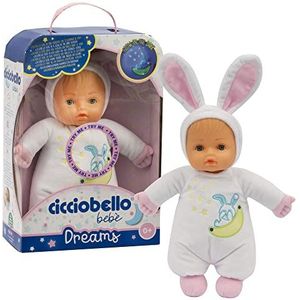 Cicciobello - Baby Dreams pop voor peuters, voor baby's vanaf 0 maanden, zacht met details Glow in the Dark, verschillende kleuren blauw of wit, waardevolle spellen, CCBB6000