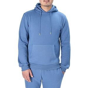 M17 Heren pullover capuchon casual capuchon sweatshirt hoodie top jumper klassiek effen jack lange mouwen met zak (L, Grey Marl) heren, Denim Blauw