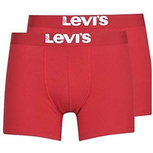 Levi's Levis Heren Solid Basic 2p Boxer, Rood (Chili Pepper 186), S EU, Rood