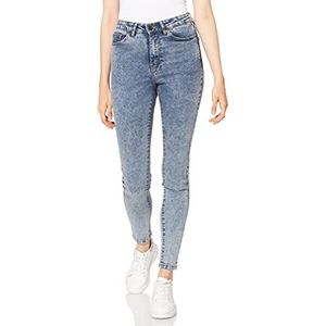 Urban Classics Damesbroek met hoge taille, skinny jeans, Hemelsblauw licht gewassen.