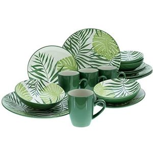 CreaTable, 25858 Serie Tropicana tafelservies, 16-delig, groen