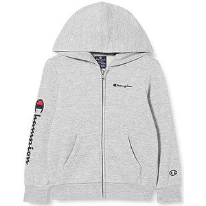 Champion Legacy American Classics B - Maxi-logo Ultralight Powerblend Fleece Full Zip Sweatshirt met capuchon voor kinderen en jongeren, grijs.