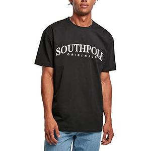Southpole T-shirt met bufferprint voor heren, zwart.