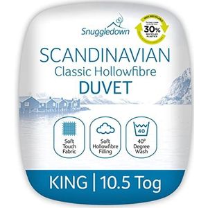 Snuggledown Scandinavisch dekbed van holle polyestervezel, wit, kingsize