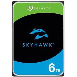 Seagate Skyhawk 6 TB HDD interne harde schijf, video-opname tot 64 camera's, 3,5 inch cache, 64 MB cache, SATA 6 Gbps, zilver, FFP, met 3 jaar reddingsdienst, modelnummer: ST6000VXZ09