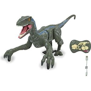 JAMARA 410153 Velociraptor dinosaurus 2,4 GHz - wendbare bewegingen, bewegende delen, voorpoten op 2 wielen, realistische dinosaurusbrullen, licht in de hals, demo-modus