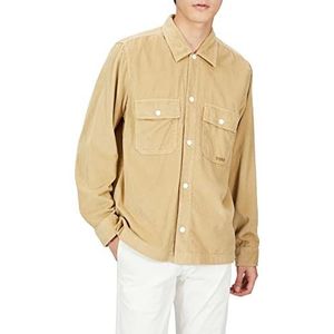 BOSS Lovvo Oversize Twill-overhemd voor heren, van dik katoen-keperstof, Beige