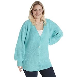 Trendyol V-hals, effen relaxed plus size cardigan, sweater,