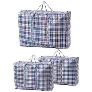 Zuvo 3 x grote opbergtas voor boodschappentassen met ritssluiting – herbruikbaar/nieuw (willekeurige kleur)